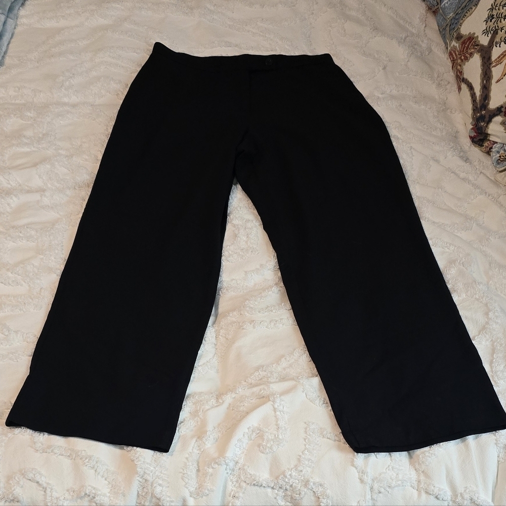 Kim Rogers Women's Black Wide-Leg Pants, Polyester Rayon Blend, Size 12, (1205)